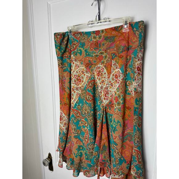 Y2K Chaps Boho Chic Paisley Indie Slinky Pull On Skirt Women's Size Large - Picture 2 of 6